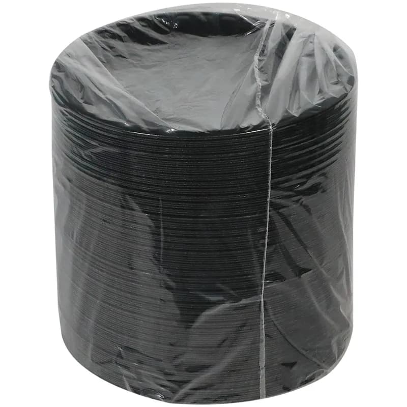 Placesetter® Plate 8.9X0.8 IN Polystyrene Foam Black Round Laminated 500/Case
