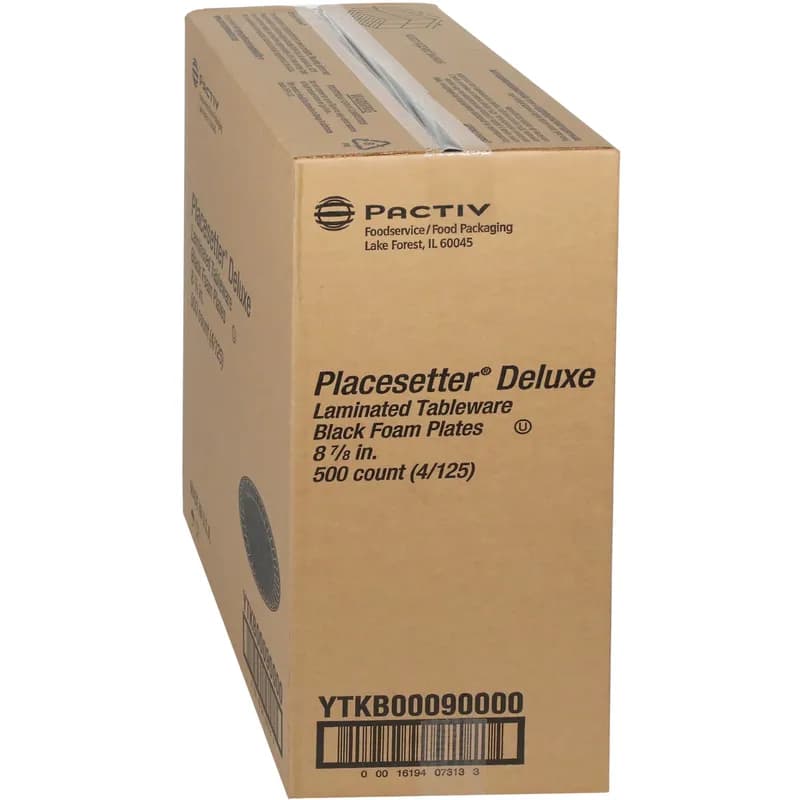 Placesetter® Plate 8.9X0.8 IN Polystyrene Foam Black Round Laminated 500/Case