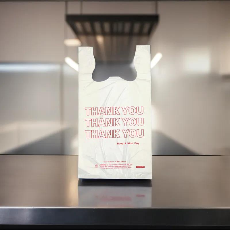 Hilex® Bag 1/6 HDPE 13MIC Thank You T-Sack 1000/Case