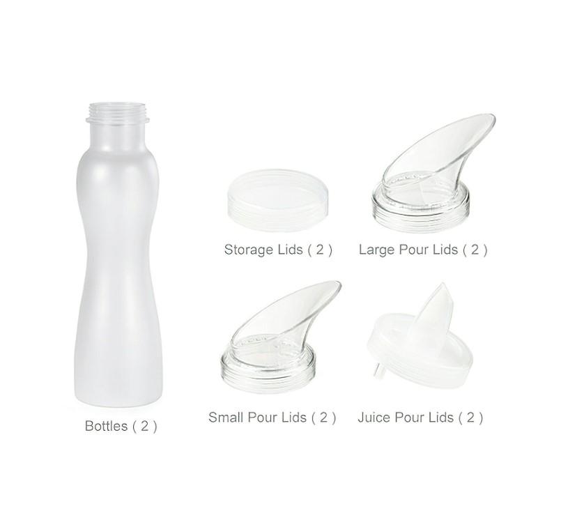 Salad Dressing Juice Bottle 32 OZ PC Clear Set With Frosted Lids 1/Set