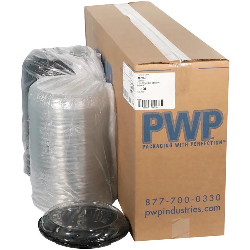 Pie Container & Lid Combo With High Dome Lid 9.75X2.6 IN PET Black Clear Round Swirl 100/Case