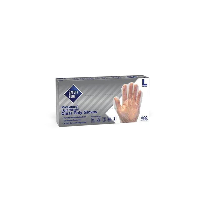 Safety Zone® Gloves Medium (MED) Clear Textured PE 500 Count/Pack 2 Packs/Case 1000 Count/Case