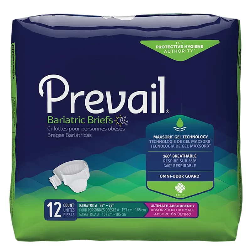 Prevail® Unisex Underwear XXL Textile Brief 12 Count/Bag 4 Bags/Case