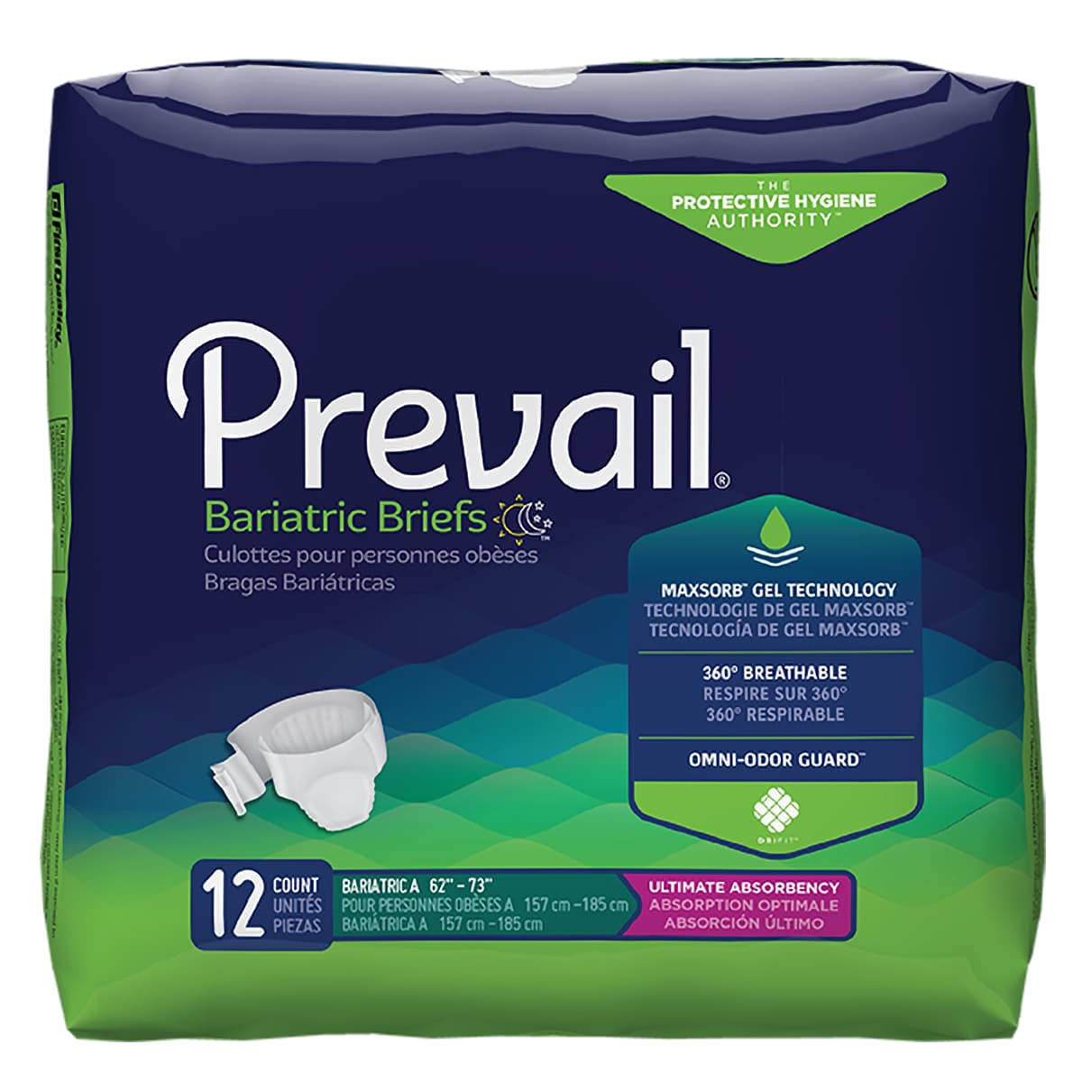 Prevail® Unisex Underwear XXL Textile Brief 12 Count/Bag 4 Bags/Case