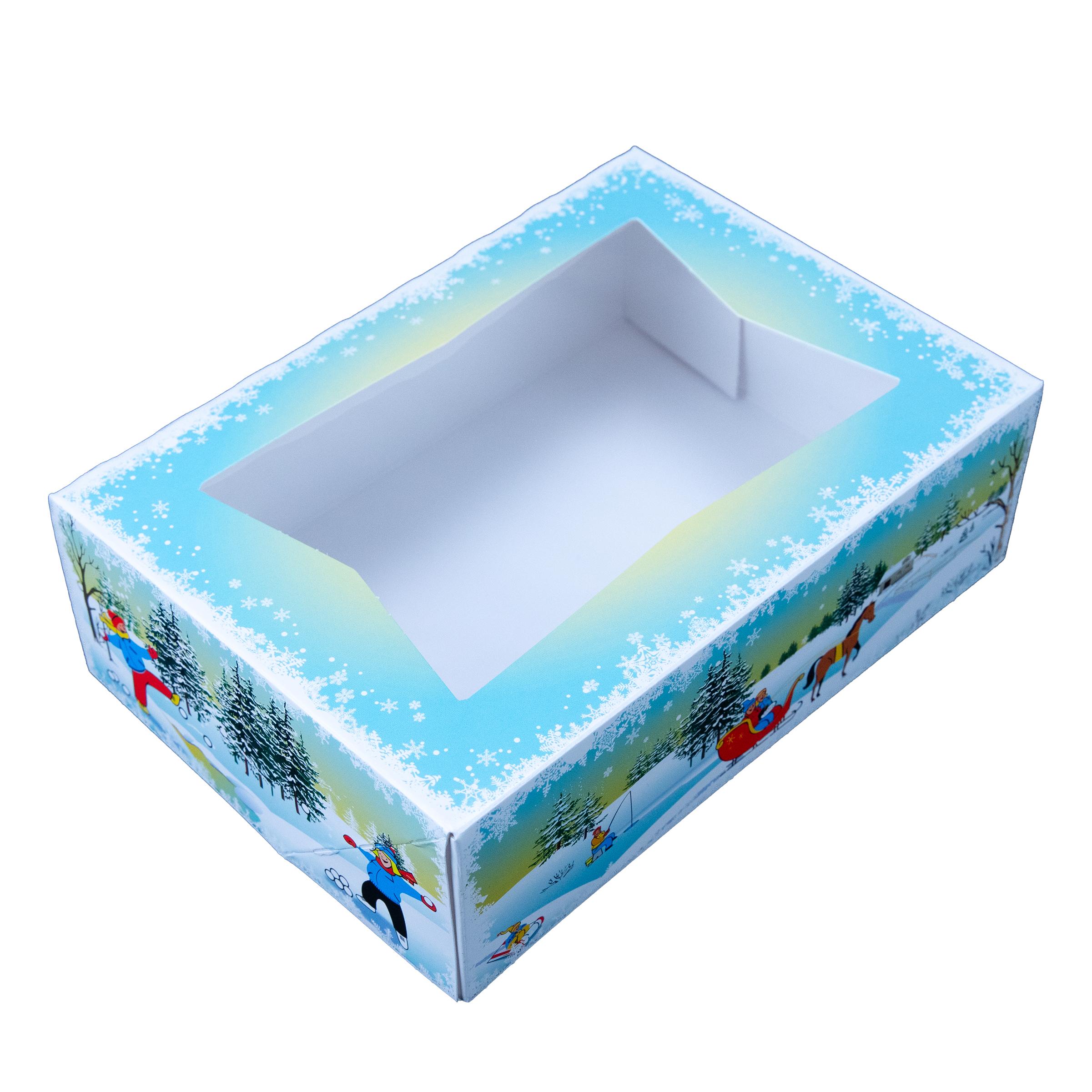 Bakery Box 8X5.75X2.5 IN Paperboard Winter Wonderland Automatic With Window 150/Case