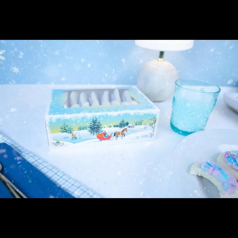Bakery Box 8X5.75X2.5 IN Paperboard Winter Wonderland Automatic With Window 150/Case