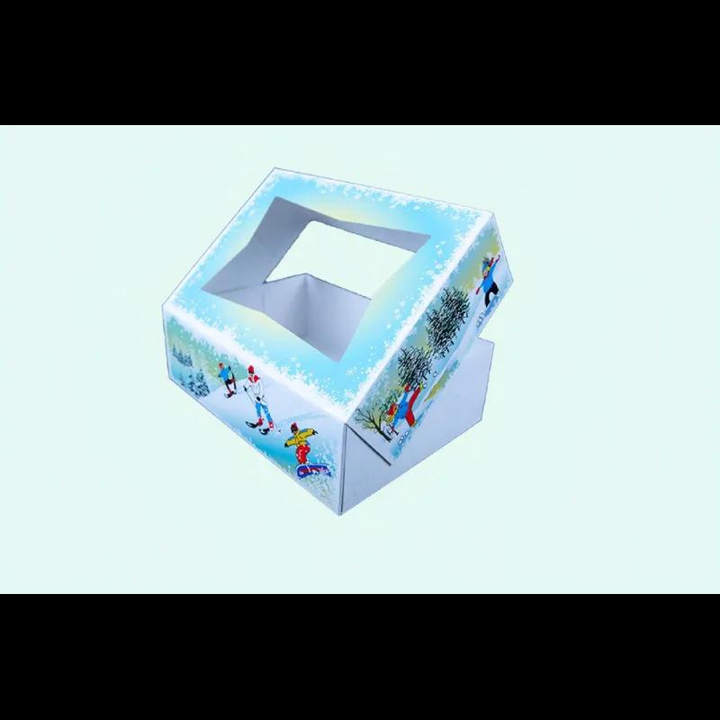 Bakery Box 8X5.75X2.5 IN Paperboard Winter Wonderland Automatic With Window 150/Case