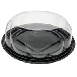 Cake Container & Lid Combo With Dome Lid 10.75X3.5 IN PET Clear Black Round Shallow Swirl 50/Case