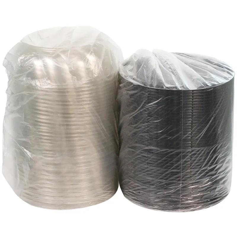 Cake Container & Lid Combo With Dome Lid 10.75X3.5 IN PET Clear Black Round Shallow Swirl 50/Case