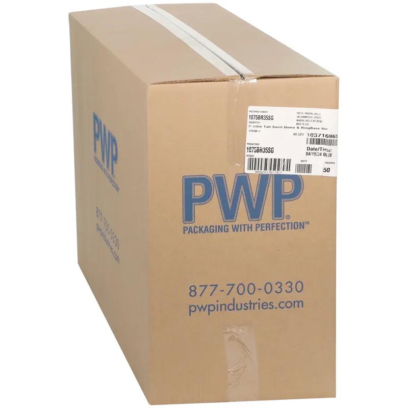 Cake Container & Lid Combo With Dome Lid 10.75X3.5 IN PET Clear Black Round Shallow Swirl 50/Case