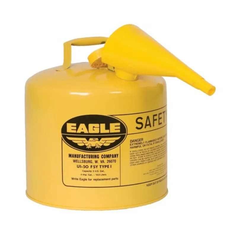 Eagle Type 1 Diesel Safety Can 5 GAL Yellow Steel With Funnel 1/Each