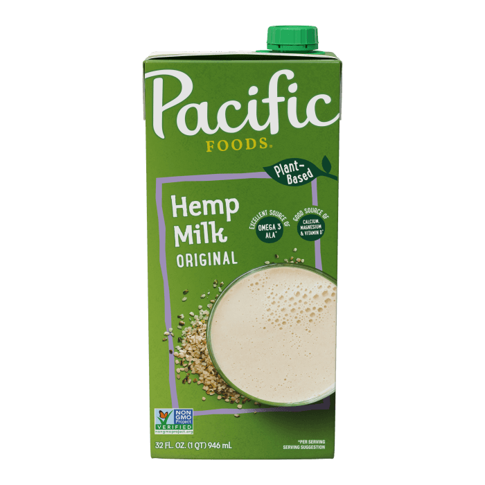 Pacific Foods Hemp Milk 32 FLOZ Original 12/Case