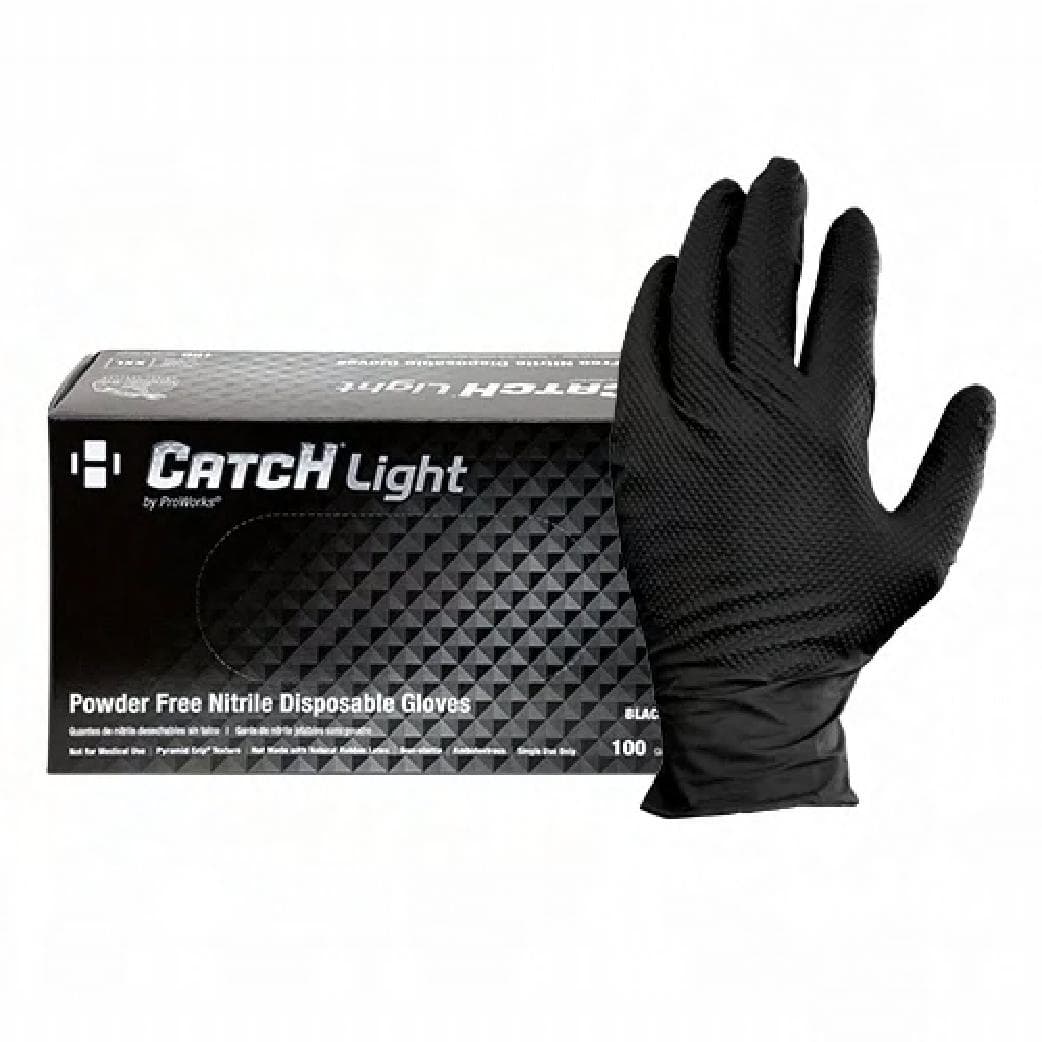 Safety Zone® Gloves XXL Black 6MIL Nitrile Powder-Free Pyramid Grip® 100 Count/Box 10 Box/Case