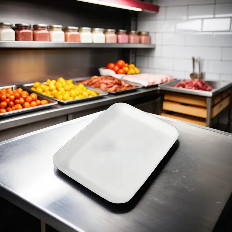 7H/7S Meat Tray 14.8X5.8X0.6 IN Polystyrene Foam White Rectangle 250/Case
