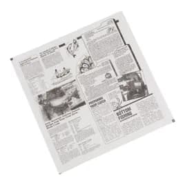 Basket Liner 12X12 IN Bleached Kraft Paper White Black Newsprint 2000/Case