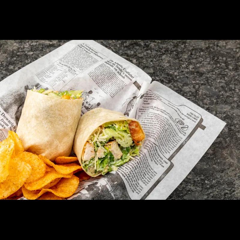 Basket Liner 12X12 IN Bleached Kraft Paper White Black Newsprint 2000/Case