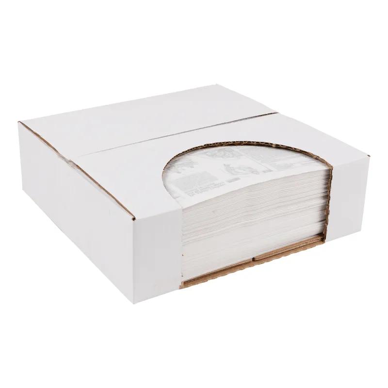 Basket Liner 12X12 IN Bleached Kraft Paper White Black Newsprint 2000/Case