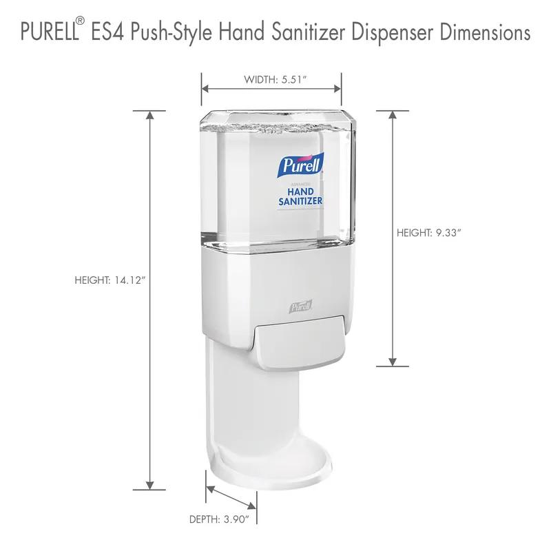 Purell® ES4 Hand Sanitizer Dispenser Gel 1200 mL 10X6.5X5.38 IN White Push Style Surface Mount 1/Each
