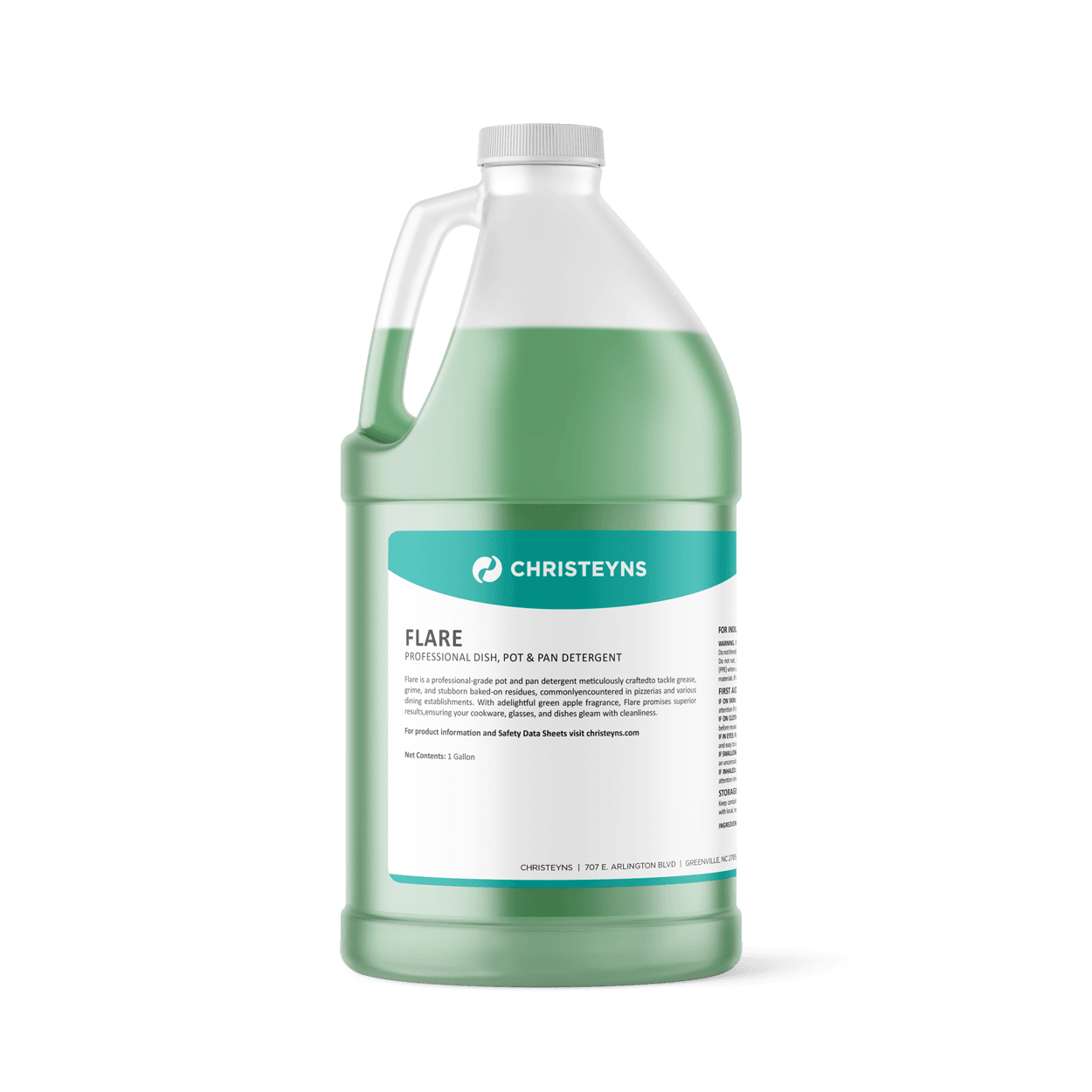 UNX Flare Green Apple Manual Pot & Pan Detergent 1 GAL Liquid Professional 4/Case