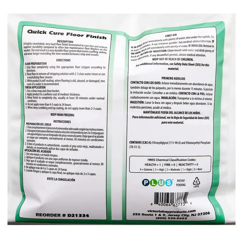 Victoria Bay Quick Cure Floor Finish 2.5 GAL 2/Case