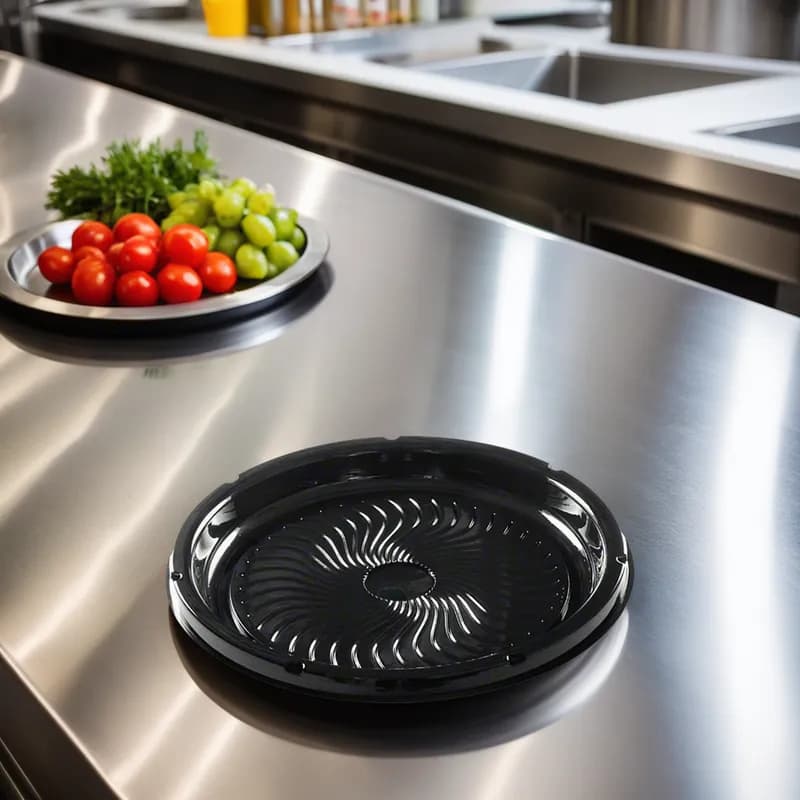 Polar Pak® Ebony Serving Tray Base 16X1 IN PET Black Round Deep 50/Case