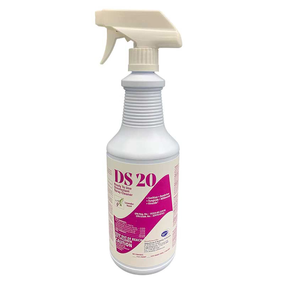 DS 20 Lavender Disinfectant Cleaner 1 QT RTU Spray 12 Count/Case