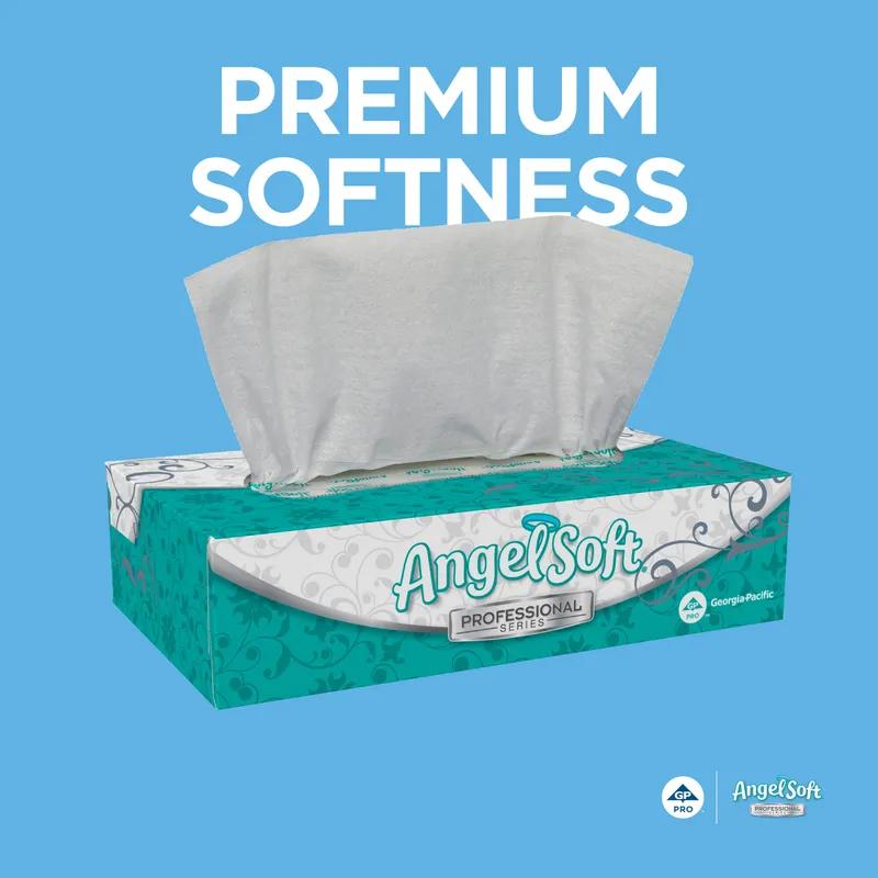 Angel Soft Professional® Facial Tissue 8.4X7.54 IN 2PLY White 1/2 Fold Flat Box Premium 100 Sheets/Pack 30 Packs/Case