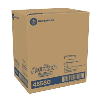 Angel Soft Professional® Facial Tissue 8.4X7.54 IN 2PLY White 1/2 Fold Flat Box Premium 100 Sheets/Pack 30 Packs/Case