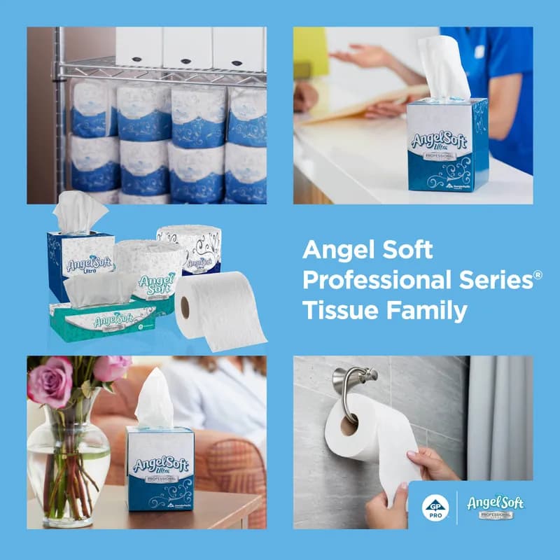Angel Soft Professional® Facial Tissue 8.4X7.54 IN 2PLY White 1/2 Fold Flat Box Premium 100 Sheets/Pack 30 Packs/Case