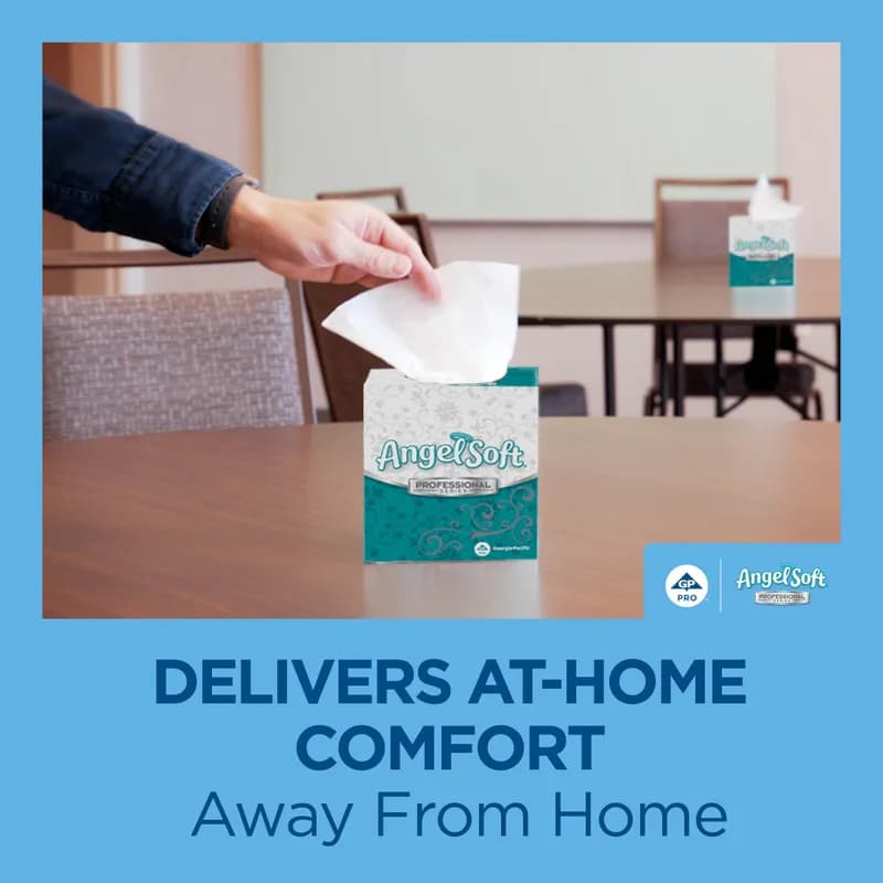 Angel Soft Professional® Facial Tissue 8.4X7.54 IN 2PLY White 1/2 Fold Flat Box Premium 100 Sheets/Pack 30 Packs/Case