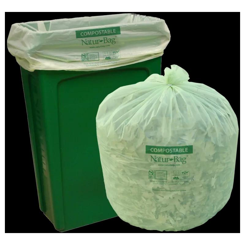 Natur-Bag Can Liner Compostable Liner 40X46 IN 45 GAL Green Plastic 0.8MIL 20 Count/Roll 5 Rolls/Case