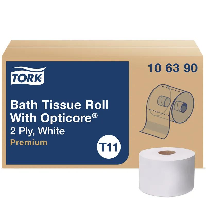 Tork OptiCore® Toilet Paper & Tissue Roll T11 4X3.75 IN 266.667 FT 2PLY White Premium Embossed 800 Sheets/Roll 36 Rolls/Case