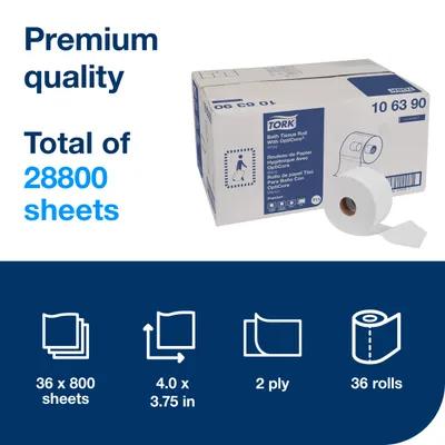 Tork OptiCore® Toilet Paper & Tissue Roll T11 4X3.75 IN 266.667 FT 2PLY White Premium 800 Sheets/Roll 36 Rolls/Case