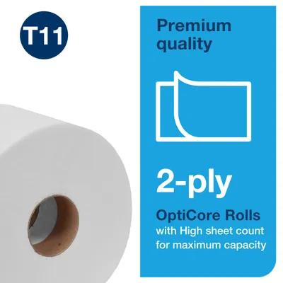 Tork OptiCore® Toilet Paper & Tissue Roll T11 4X3.75 IN 266.667 FT 2PLY White Premium 800 Sheets/Roll 36 Rolls/Case