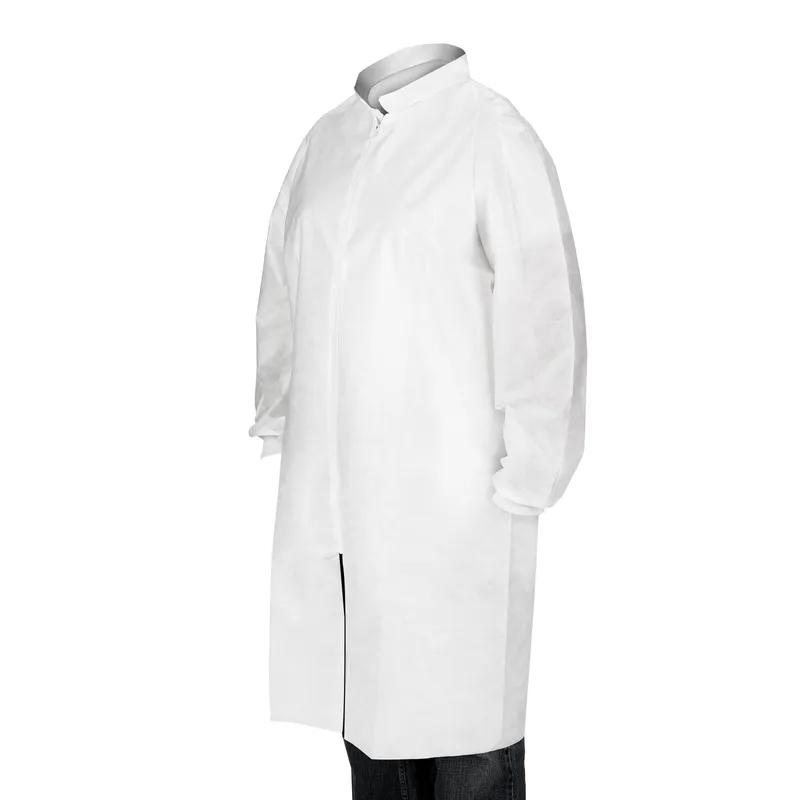 Kimtech™ A8 Lab Coat Small (SM) White 3-layer SMS Fabric No Pockets High Mandarin Collar Zippered Knit Wrist 25/Case