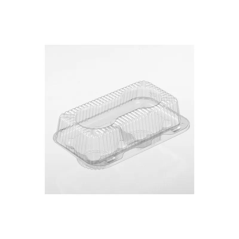 Polar Pak® Muffin Hinged Container With Dome Lid 8.93X5.5X3.444 IN 2 Compartment OPS Clear Rectangle 250/Case