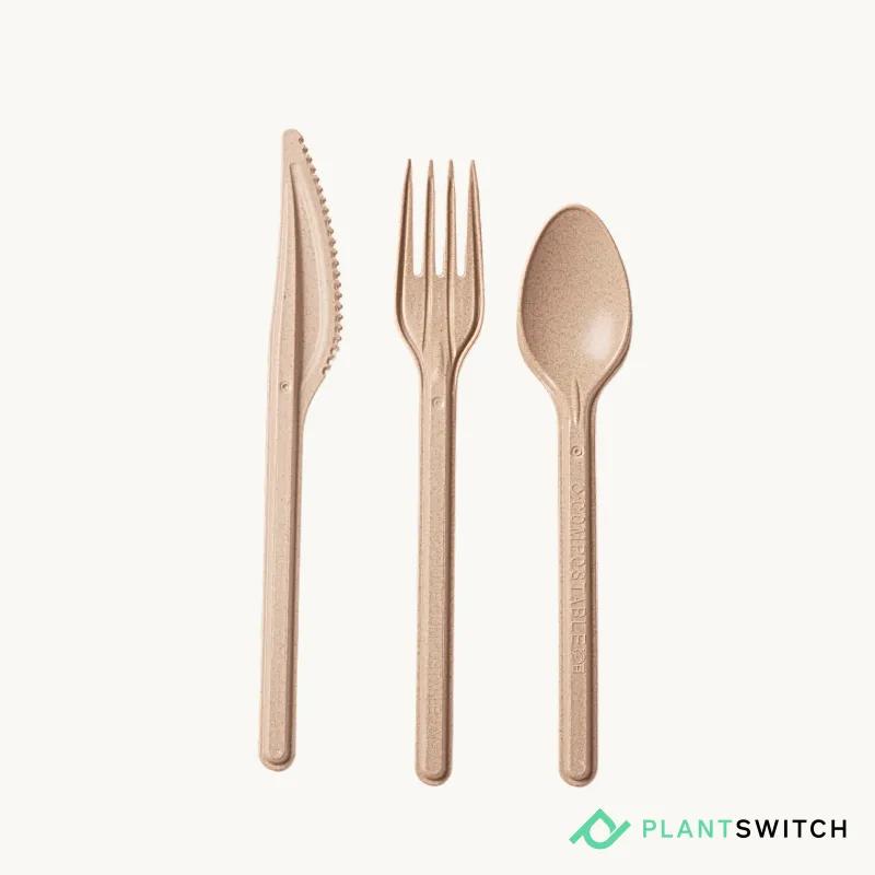 4PC Cutlery Kit Natural Bulk With 2PLY Napkin,Fork,Knife,Spoon 100/Case