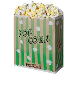 Bagcraft® Popcorn Bag 7.5X3.5X9.25 IN Paper Poly Blend Green Stripe 500/Case