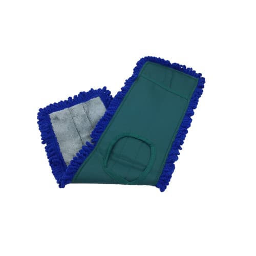 HOSPECO® Dust Mop 24 IN Blue Gray Dark Green Microfiber Fringed Loop End Canvas Backing 1/Each
