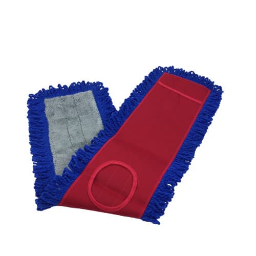 HOSPECO® Dust Mop 36 IN Blue Gray Red Microfiber Fringed Loop End Canvas Backing 1/Each