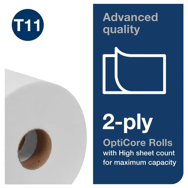 Tork OptiCore® Dublnature Toilet Paper & Tissue Roll T11 4X3.75 IN 289 FT 2PLY White Embossed Refill 865 Sheets/Roll