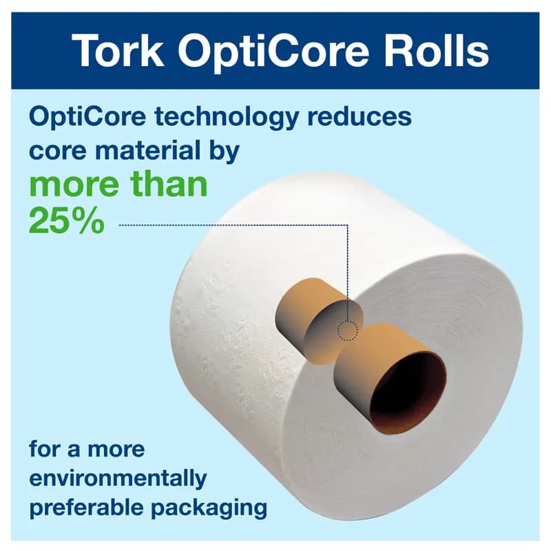 Tork OptiCore® Dublnature Toilet Paper & Tissue Roll T11 4X3.75 IN 289 FT 2PLY White Embossed Refill 865 Sheets/Roll