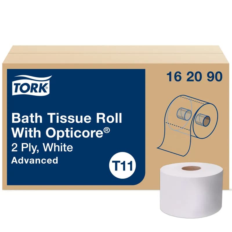 Tork OptiCore® Dublnature Toilet Paper & Tissue Roll T11 4X3.75 IN 289 FT 2PLY White Embossed Refill 865 Sheets/Roll