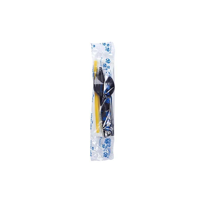 WNA 10PC Cutlery Kit Blue With Napkin,Fork,Knife,Teaspoon,Salt & Pepper,Flex Straw,Soup Spoon,2 Sugar 250/Case