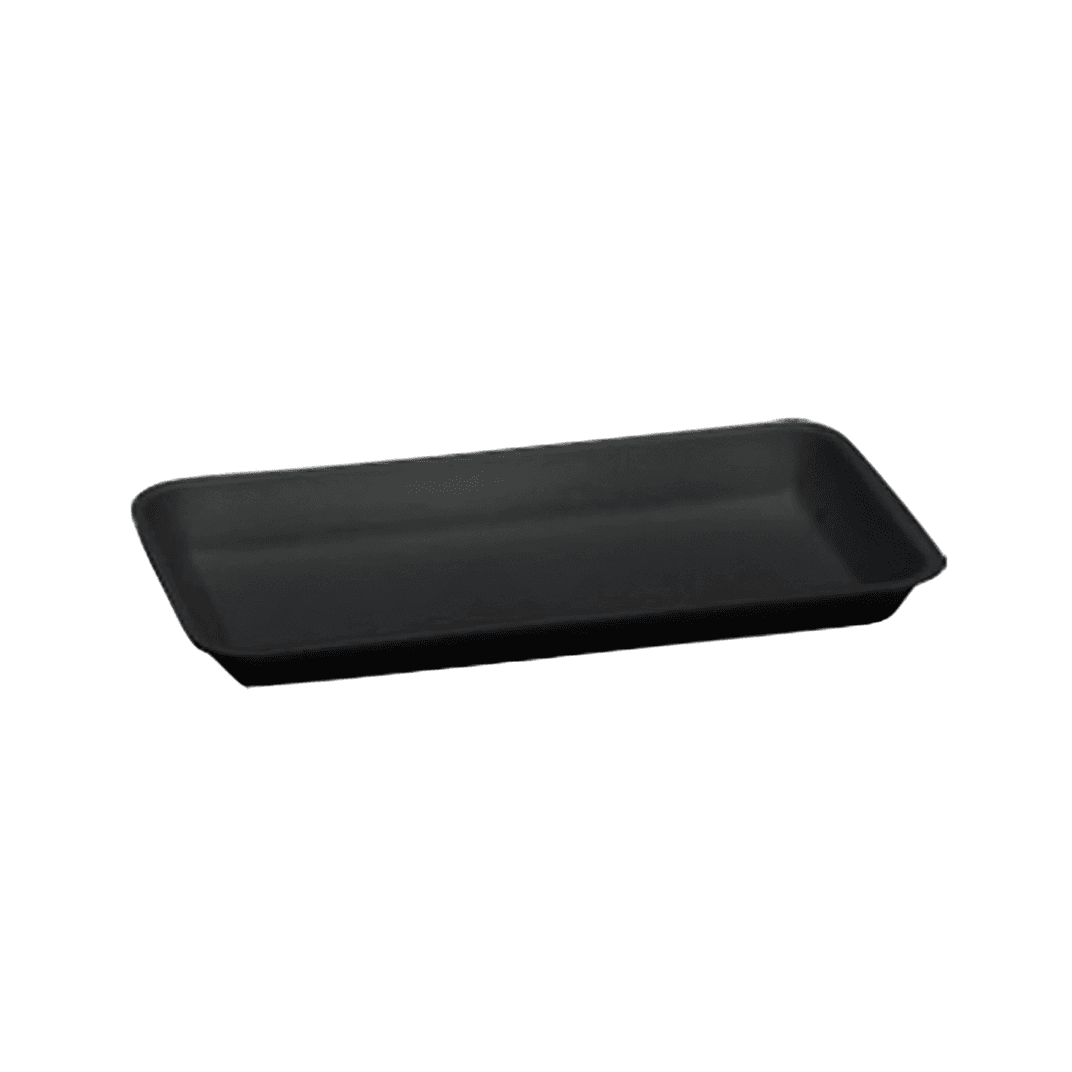 10P Meat Tray 10.75X6X1.25 IN Polystyrene Foam Black Rectangle 300/Case
