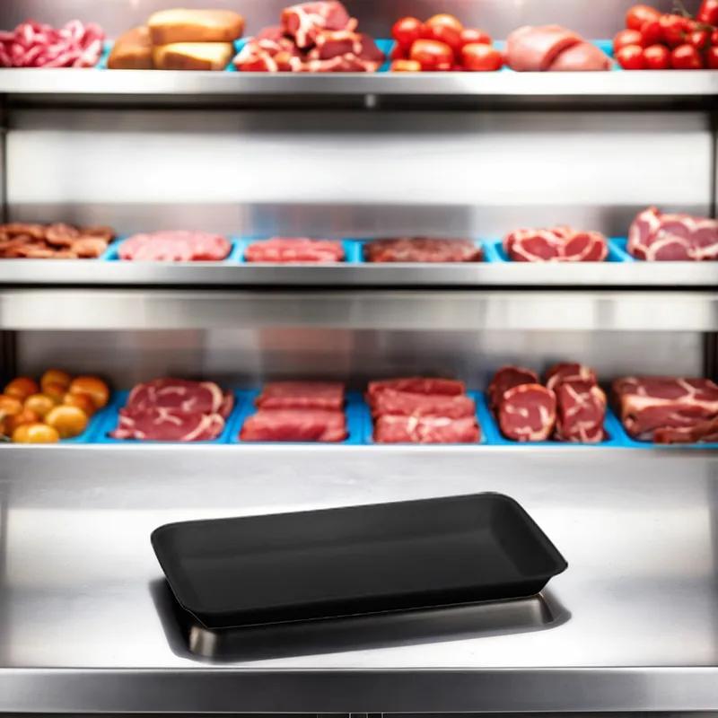 10P Meat Tray 10.75X6X1.25 IN Polystyrene Foam Black Rectangle 300/Case