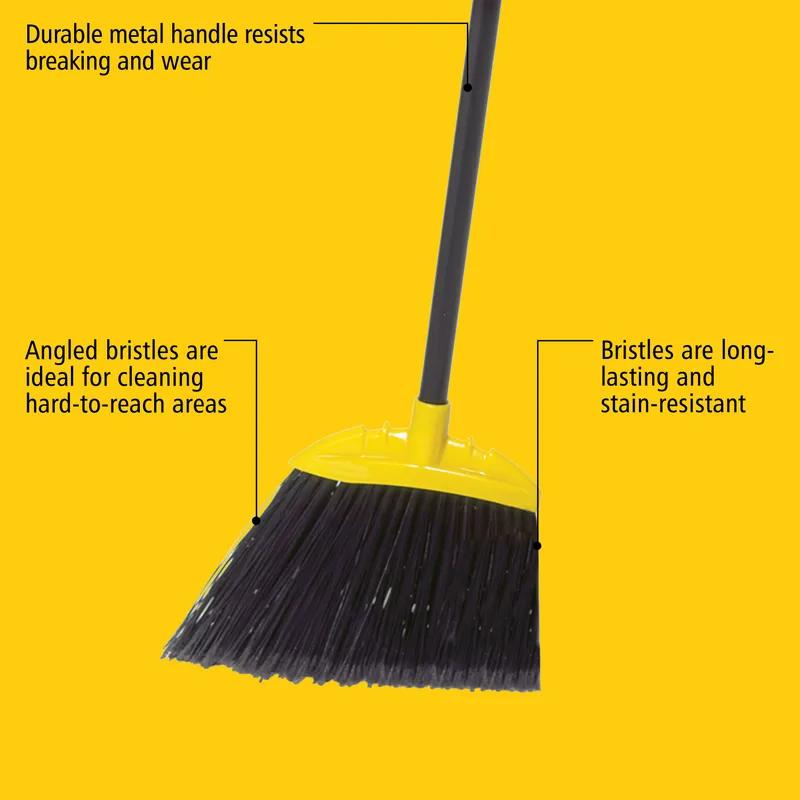 Multi-Purpose Broom 56IN Black Yellow Metal PP With 10IN Head Angled 1/Each