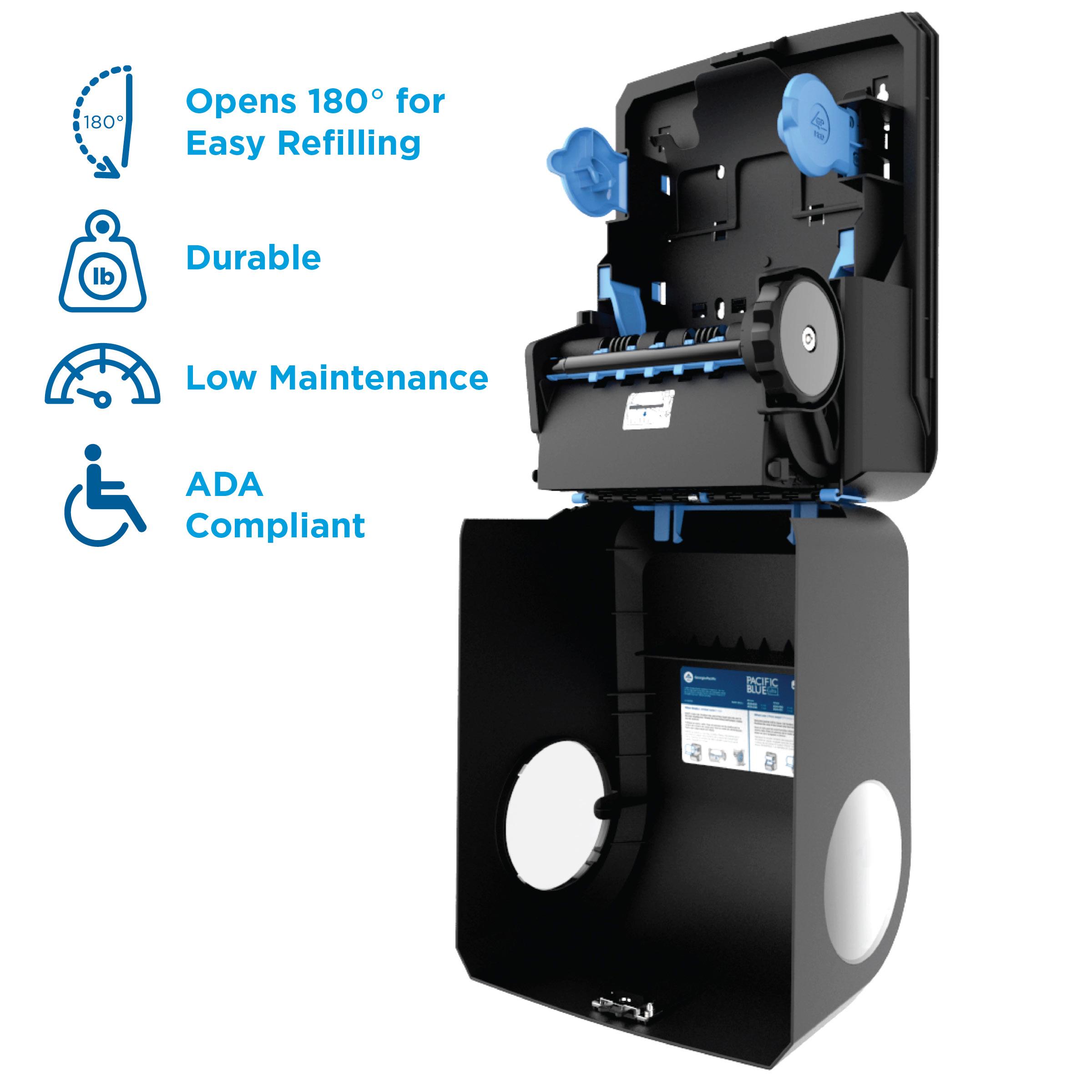 Pacific Blue Ultra™ Paper Towel Dispenser 9X12.9X16 IN Wall Mount Black 1-Roll Mechanical High Capacity 8IN Roll 1/Each