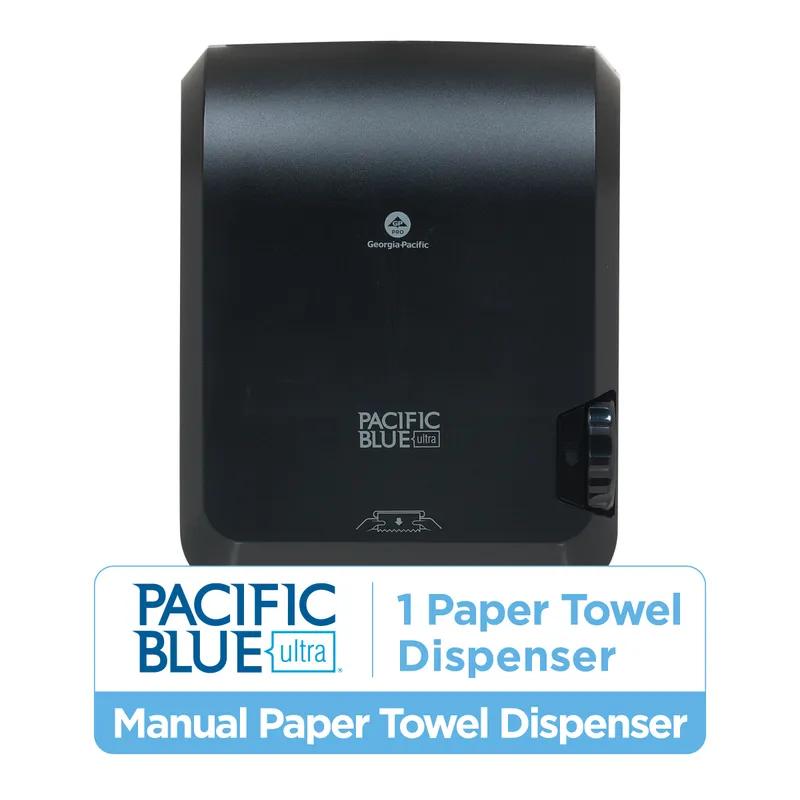 Pacific Blue Ultra™ Paper Towel Dispenser 9X12.9X16 IN Wall Mount Black 1-Roll Mechanical High Capacity 8IN Roll 1/Each