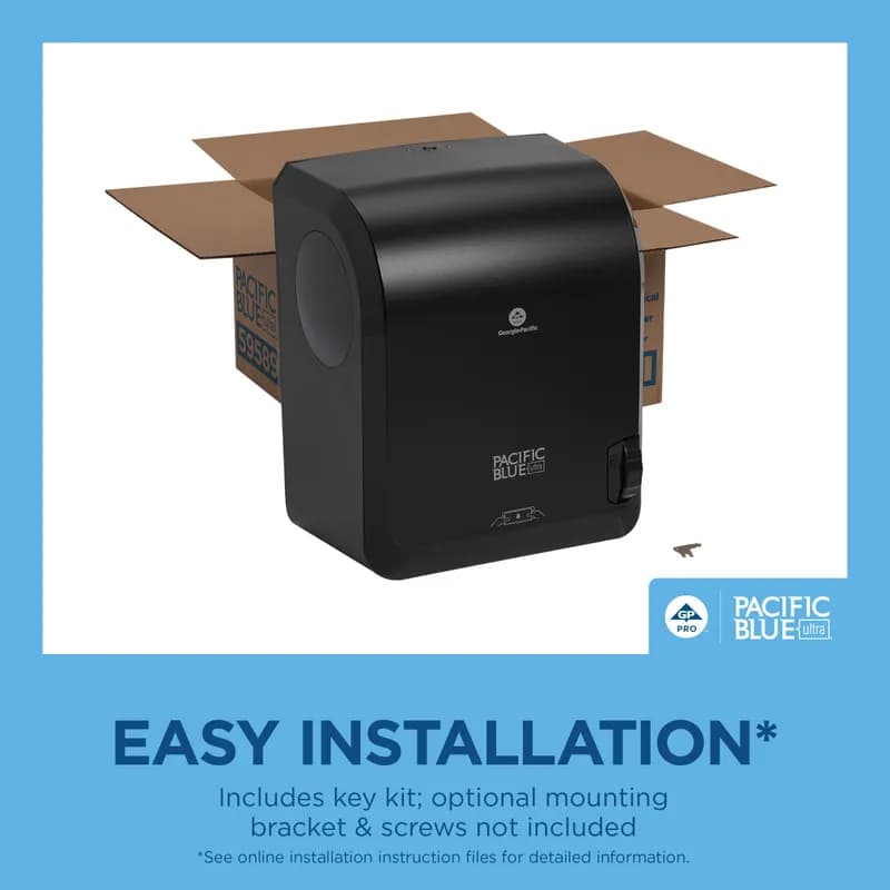 Pacific Blue Ultra™ Paper Towel Dispenser 9X12.9X16 IN Wall Mount Black 1-Roll Mechanical High Capacity 8IN Roll 1/Each